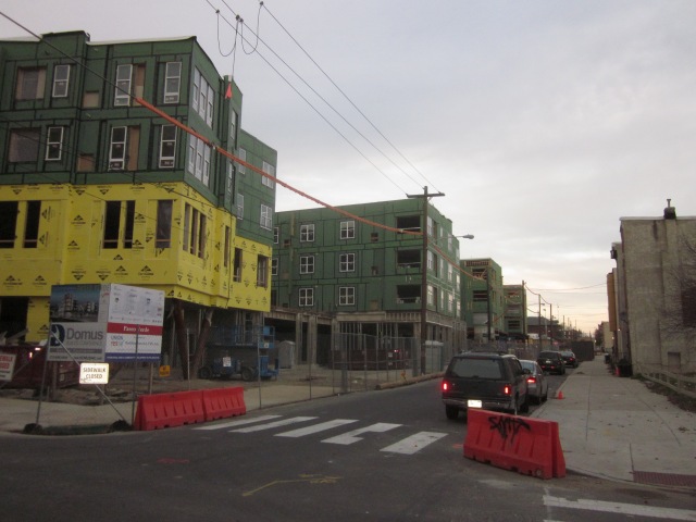 Looking north on 9th Street, in front of the building