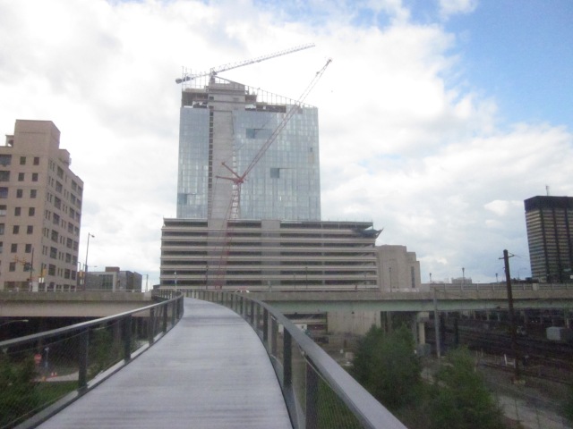 Site of future FMC Tower from the entrance to Penn Park